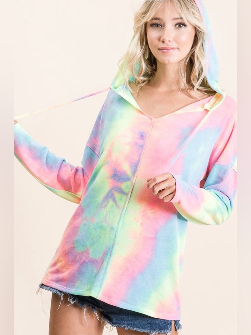 BiBi Tie Dye Terry Long Sleeve Hoodie - Picture 5 of 15